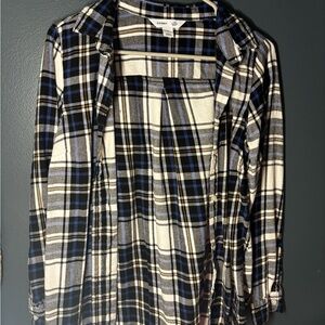 Old Navy Plaid Button Down Shirt - Blue, Black, White